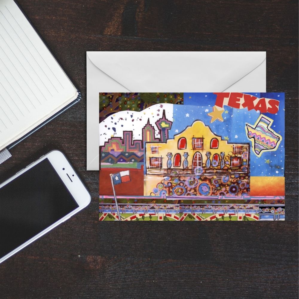 Texas Star Greeting Card | Colorful Lone Star Art Card | Texas Pride Gift | Blank 5x7 Note Card | Original Art by VRM Studios