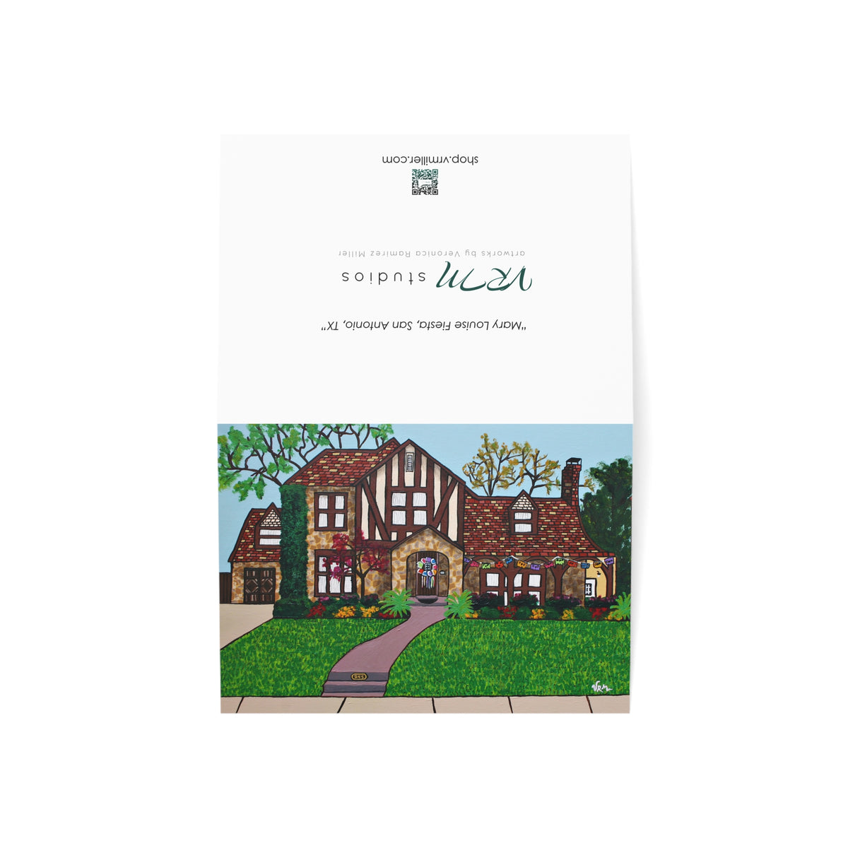 Tudor House Greeting Card | San Antonio Fiesta Wreath Art | Housewarming Card | Original Artwork by VRM Studios