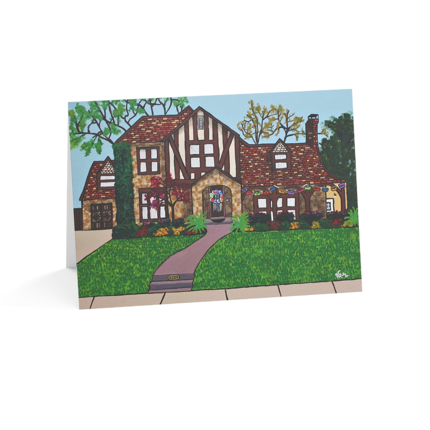Tudor House Greeting Card | San Antonio Fiesta Wreath Art | Housewarming Card | Original Artwork by VRM Studios