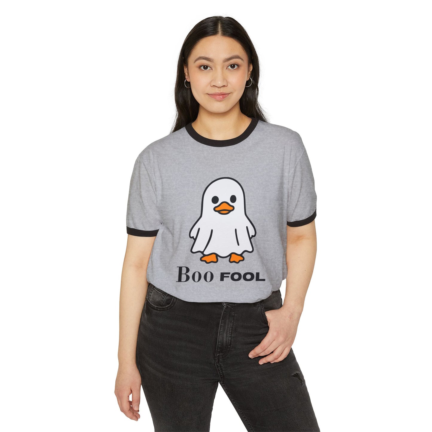Boo Fool Ghost T-Shirt — Cute Halloween Ringer Tee