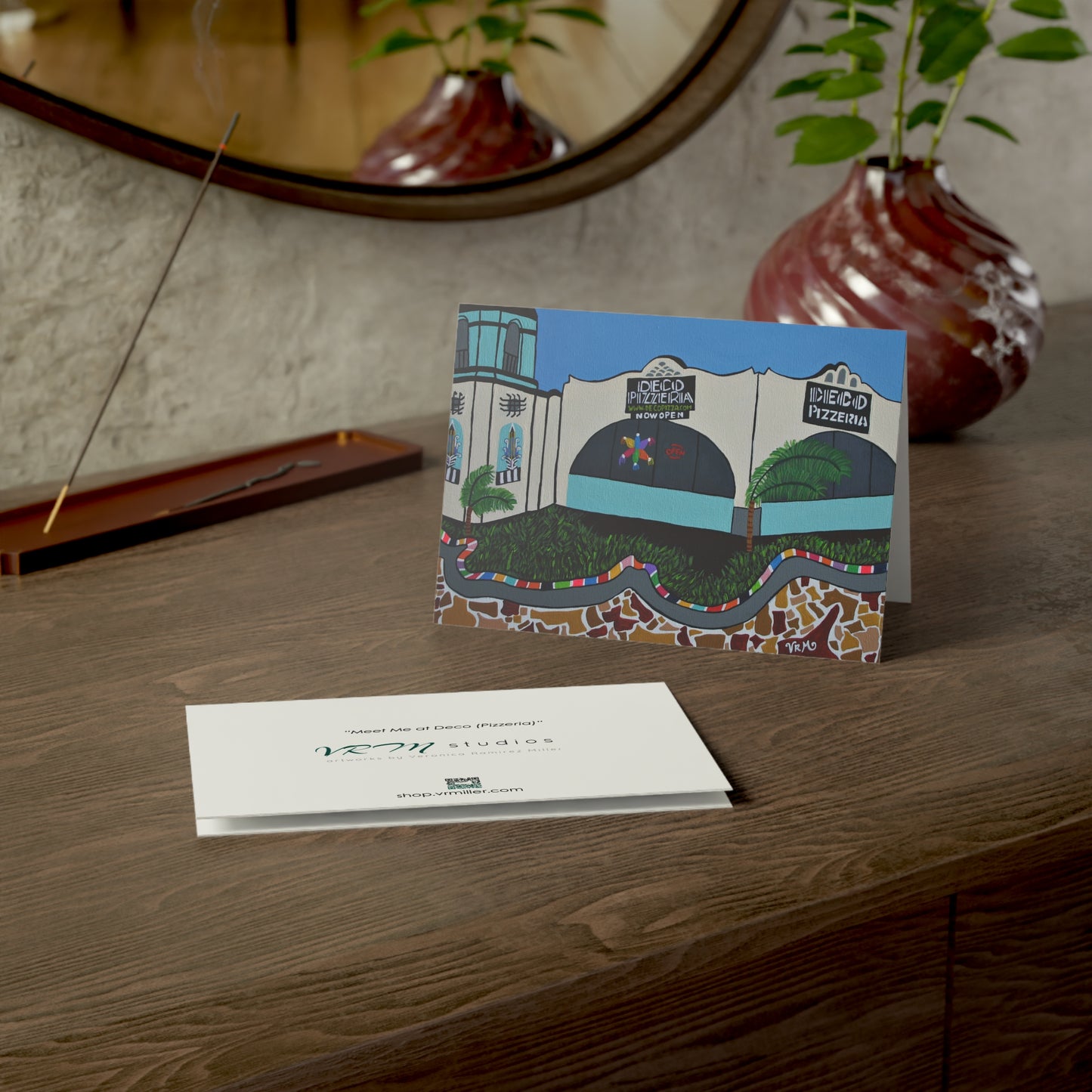 Deco Pizzeria Greeting Card | San Antonio Texas Art Card | Deco District Landmark | Nostalgic Restaurant Art | Original Artwork