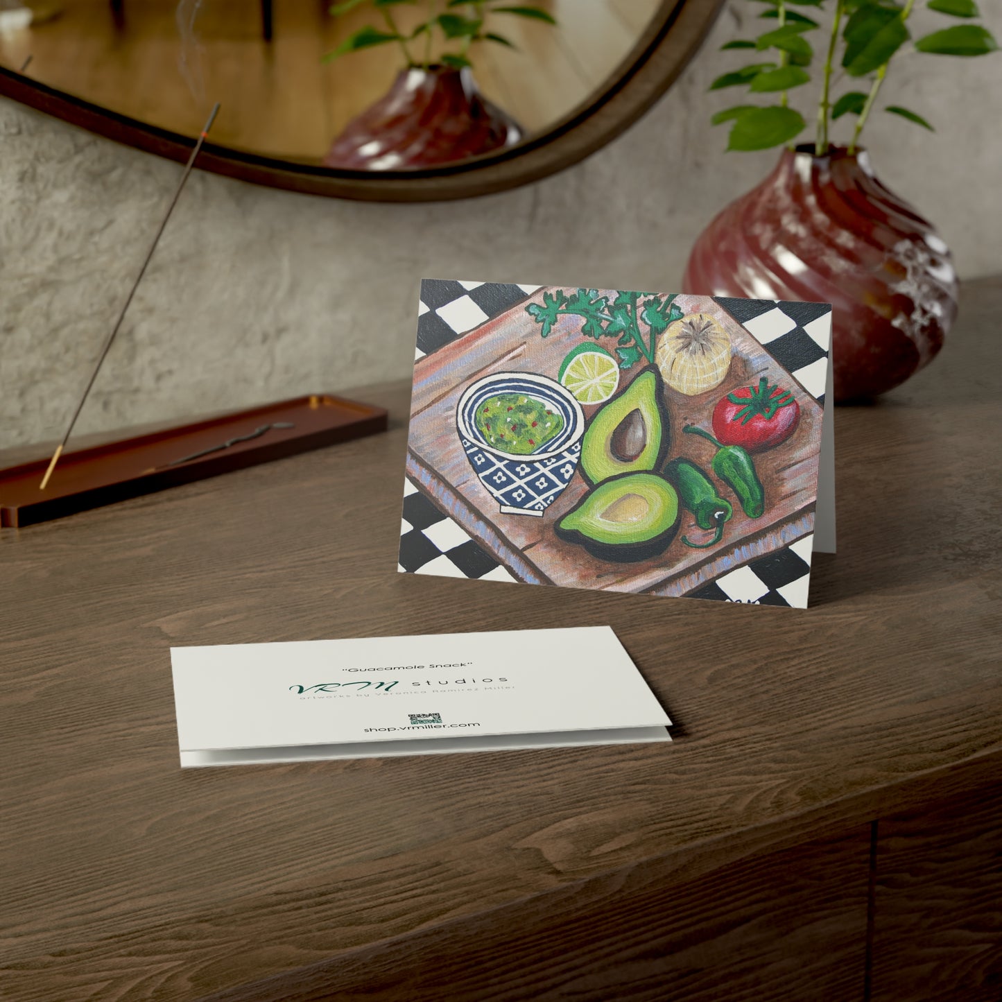 Guacamole Greeting Card | Avocado Art Card | Foodie Gift | Kitchen Art Greeting Card | Blank Note Card | Original Artwork by VRM Studios