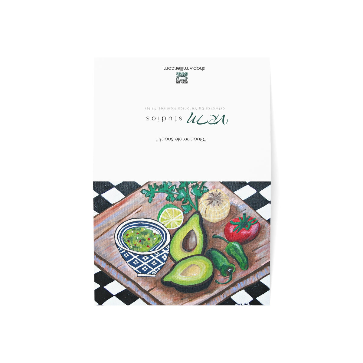 Guacamole Greeting Card | Avocado Art Card | Foodie Gift | Kitchen Art Greeting Card | Blank Note Card | Original Artwork by VRM Studios