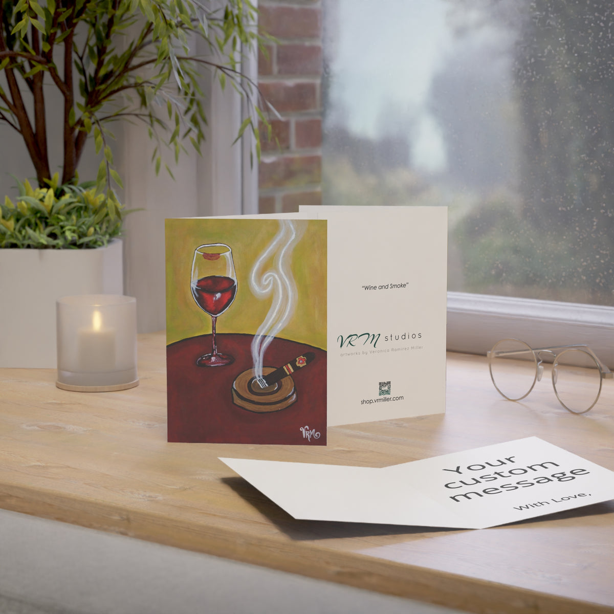 Red Wine Greeting Card | Wine Lover Gift | Wine Glass Art Card | Blank Note Card | Sommelier Gift | Original Artwork by VRM Studios