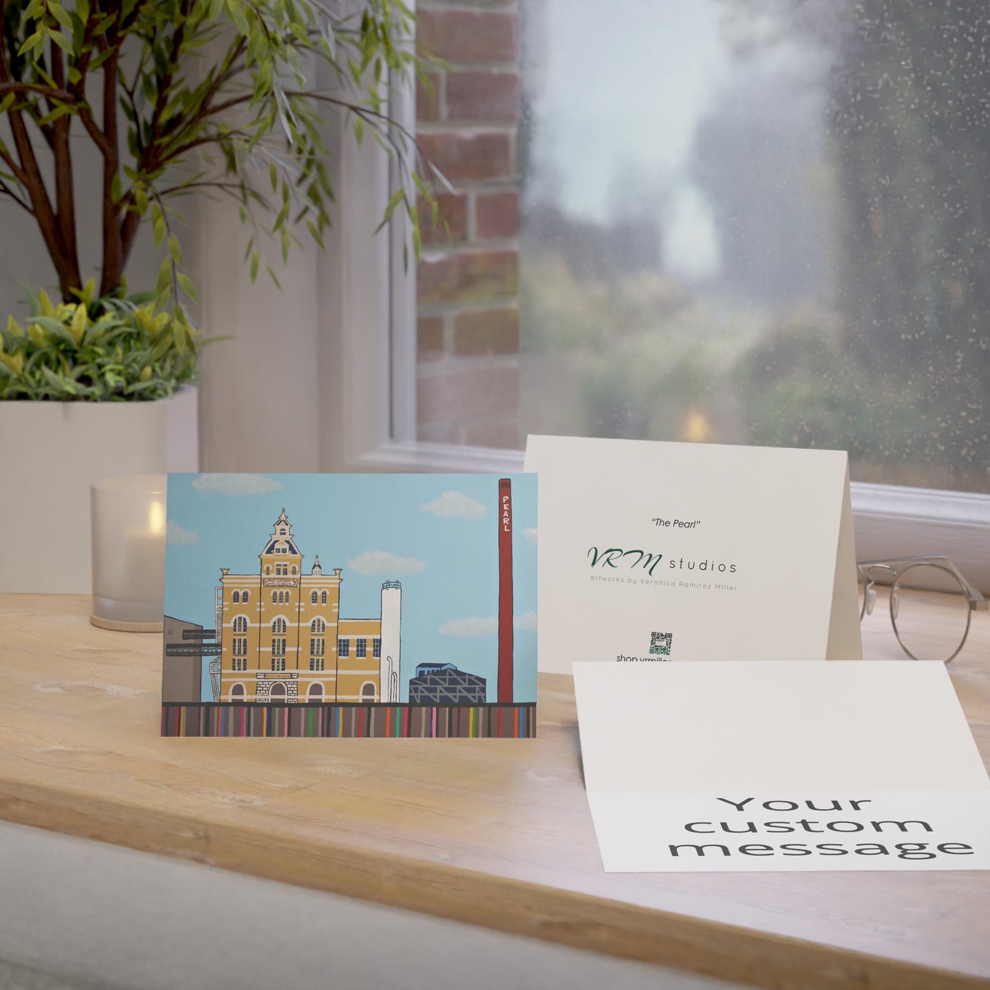 Pearl San Antonio Greeting Card | Pearl Brewery Art Card | San Antonio Texas Gift | Historic Landmark | Original Artwork by VRM Studios