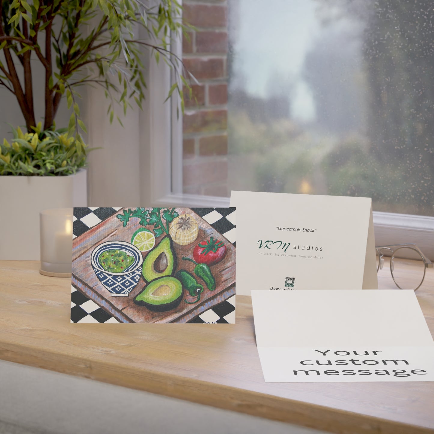 Guacamole Greeting Card | Avocado Art Card | Foodie Gift | Kitchen Art Greeting Card | Blank Note Card | Original Artwork by VRM Studios