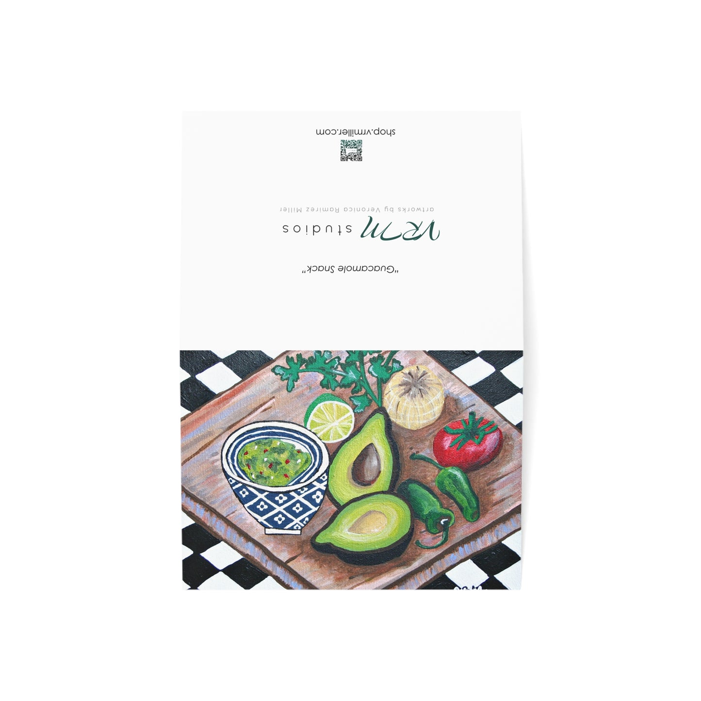 Guacamole Greeting Card | Avocado Art Card | Foodie Gift | Kitchen Art Greeting Card | Blank Note Card | Original Artwork by VRM Studios