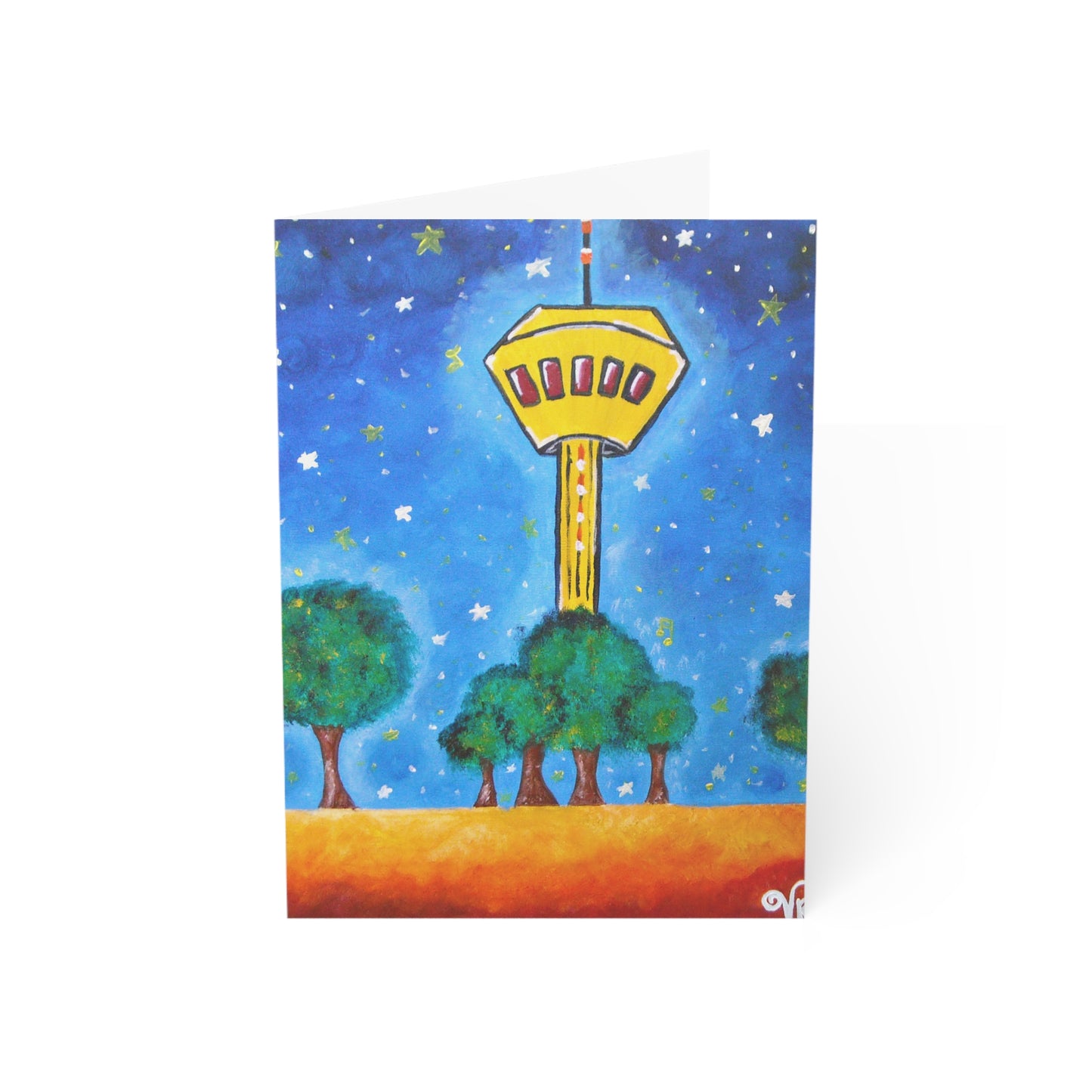Tower of the Americas Greeting Card | San Antonio Texas Art Card | Texas Landmark Gift | Skyline Greeting Card | Original Artwork
