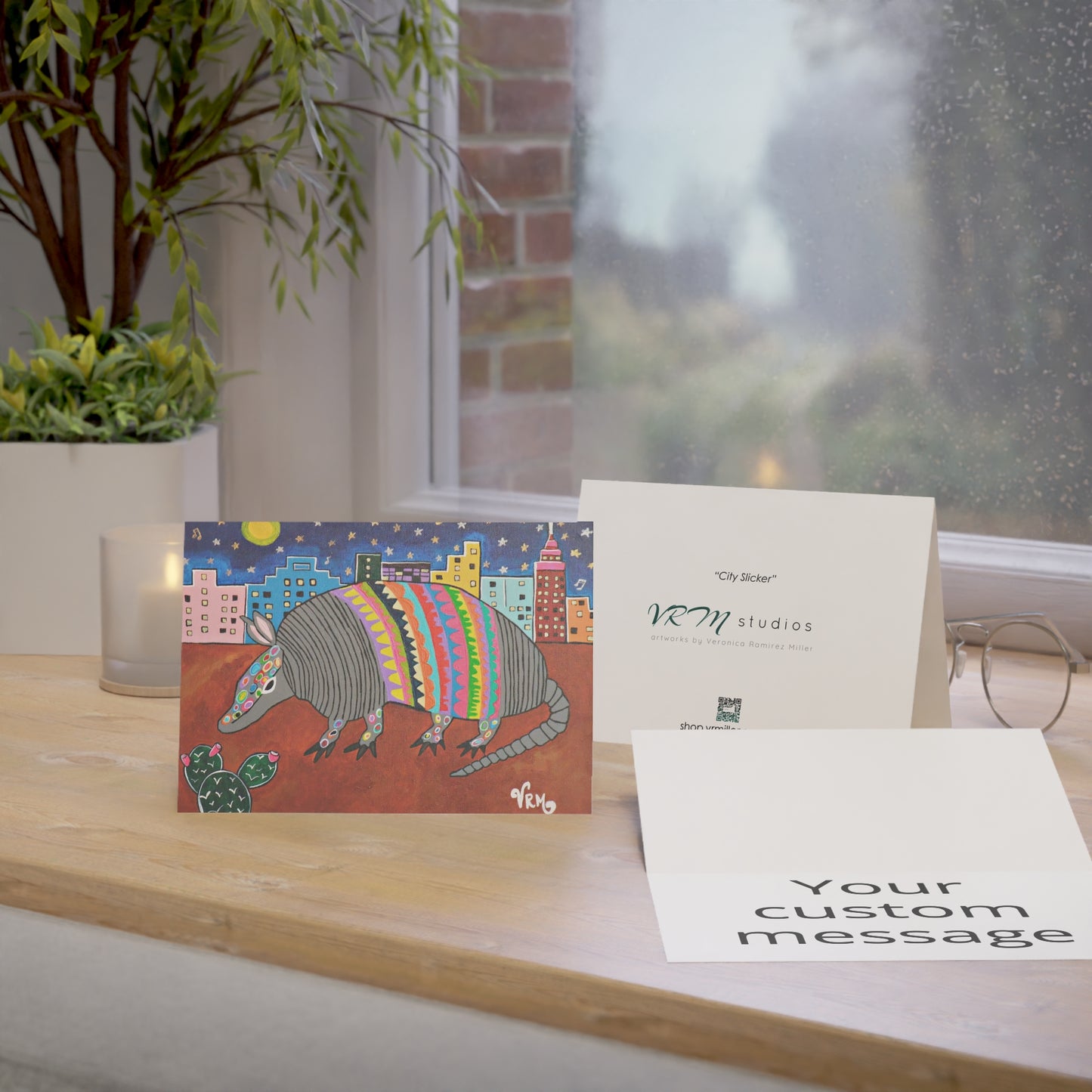 Colorful Armadillo Greeting Card | Texas Art Card | Armadillo Gift | Southwestern Wildlife Card | Original Artwork by VRM Studios