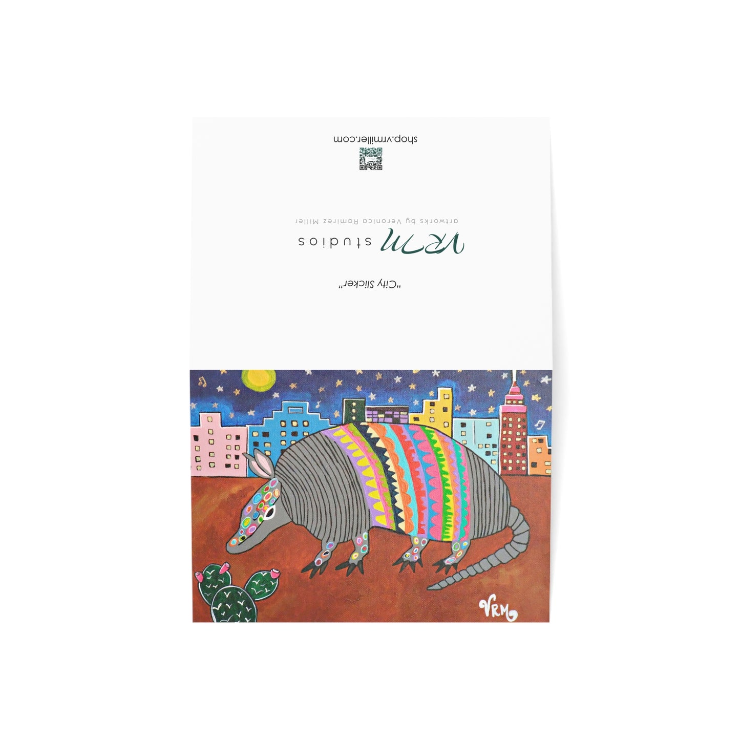 Colorful Armadillo Greeting Card | Texas Art Card | Armadillo Gift | Southwestern Wildlife Card | Original Artwork by VRM Studios