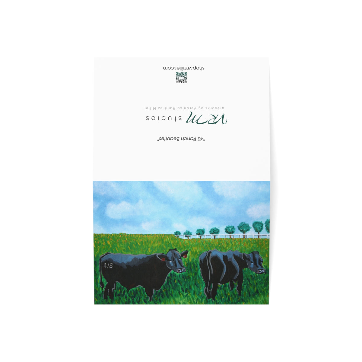 Black Angus Cow Greeting Card | Farm Animal Art Card | Rustic Ranch Greeting Card | Country Gift | Original Artwork by VRM Studios