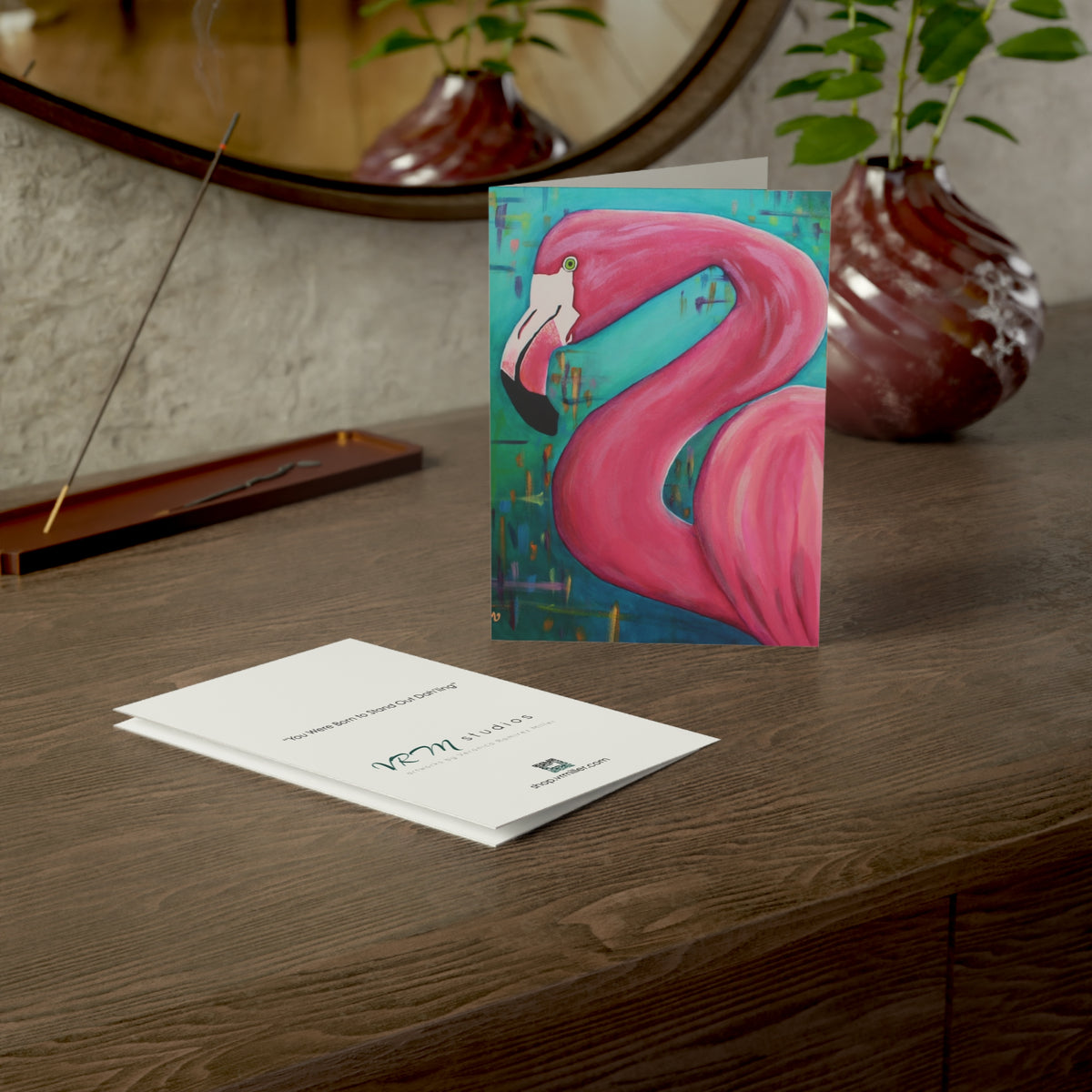 Pink Flamingo Greeting Card | Tropical Bird Art | Flamingo Lover Gift | Birthday or Thank You Card | Personalized 5x7 Note Card