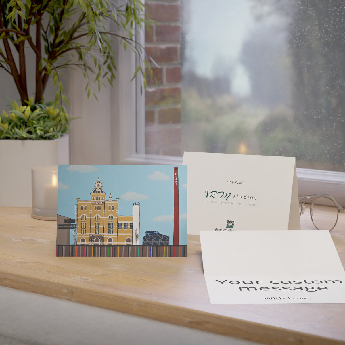 Pearl San Antonio Greeting Card | Pearl Brewery Art Card | San Antonio Texas Gift | Historic Landmark | Original Artwork by VRM Studios