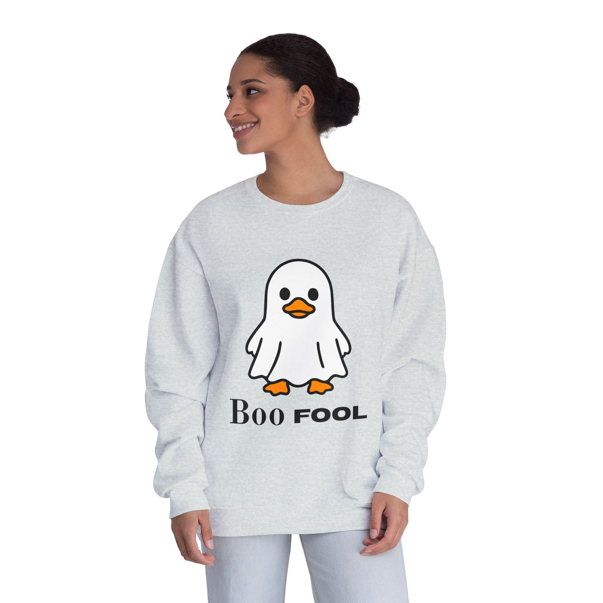 Boo Fool Ghost Duck Sweatshirt, Cute Halloween Crewneck, Funny Spooky Season Sweater, Cozy Fall Graphic Pullover