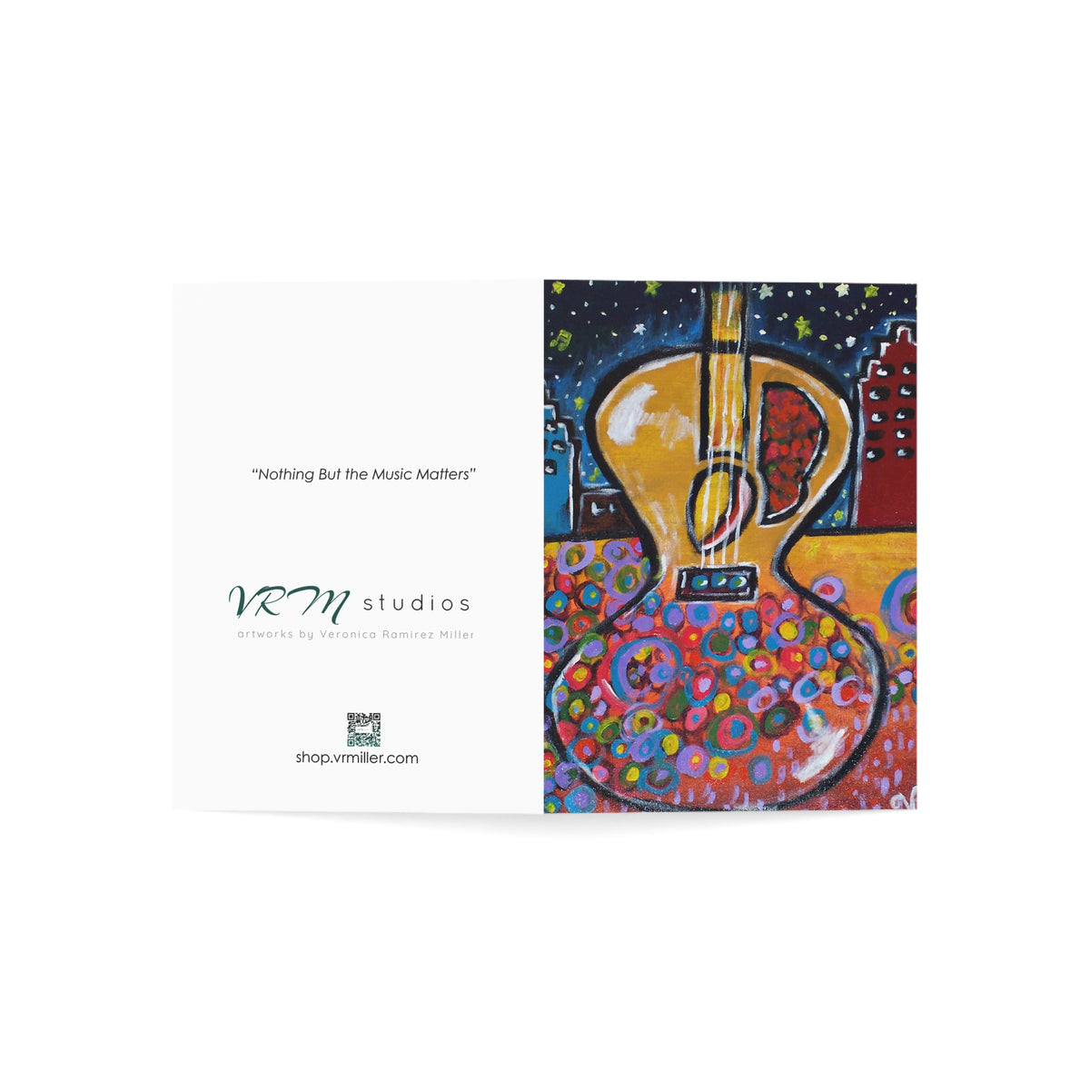 Colorful Acoustic Guitar Greeting Card | Music Lover Card | Guitar Player Gift | Musician Art Card | Original Artwork by VRM Studios