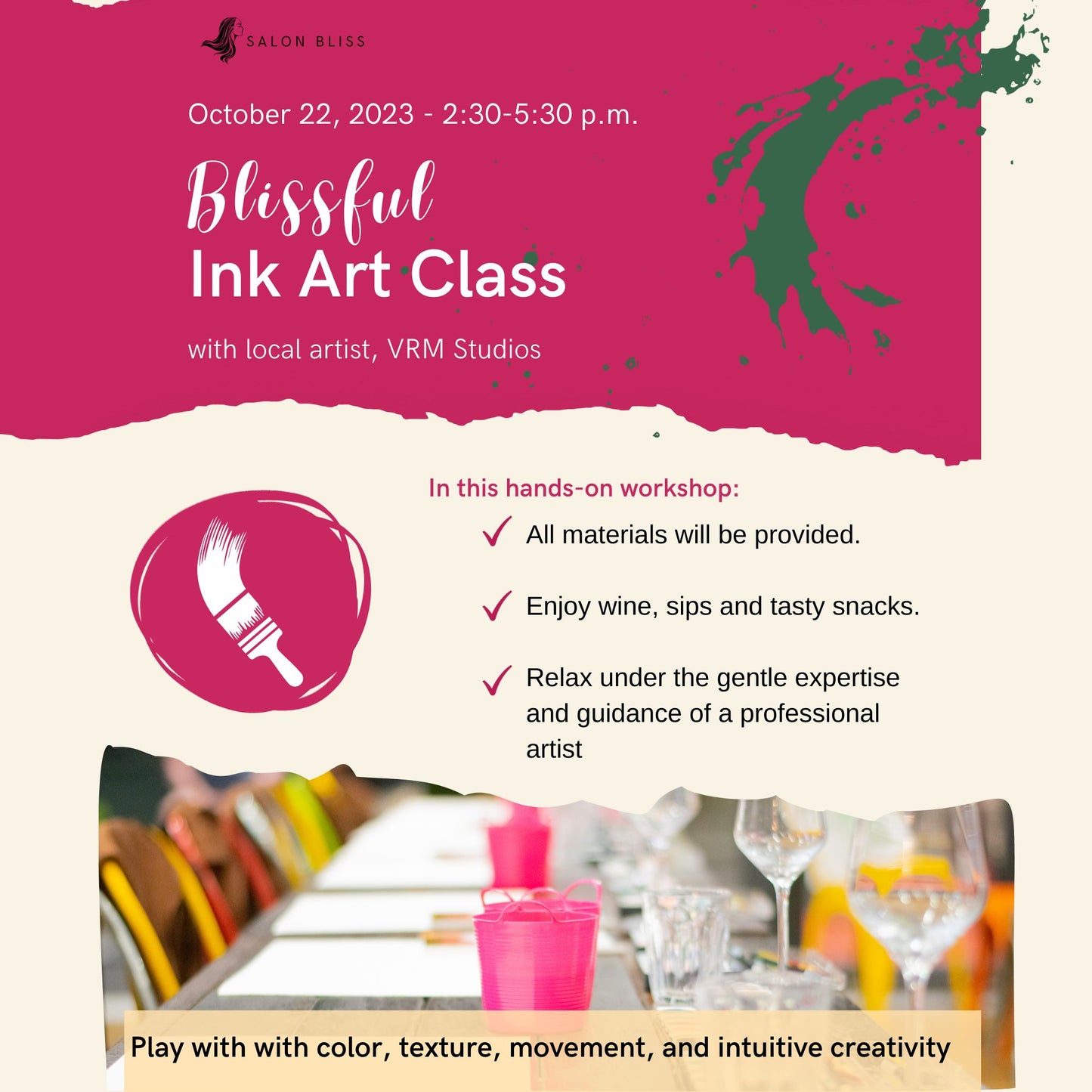 Blissful Ink Art Class - October 22, 2023 - 1 Seat Registration