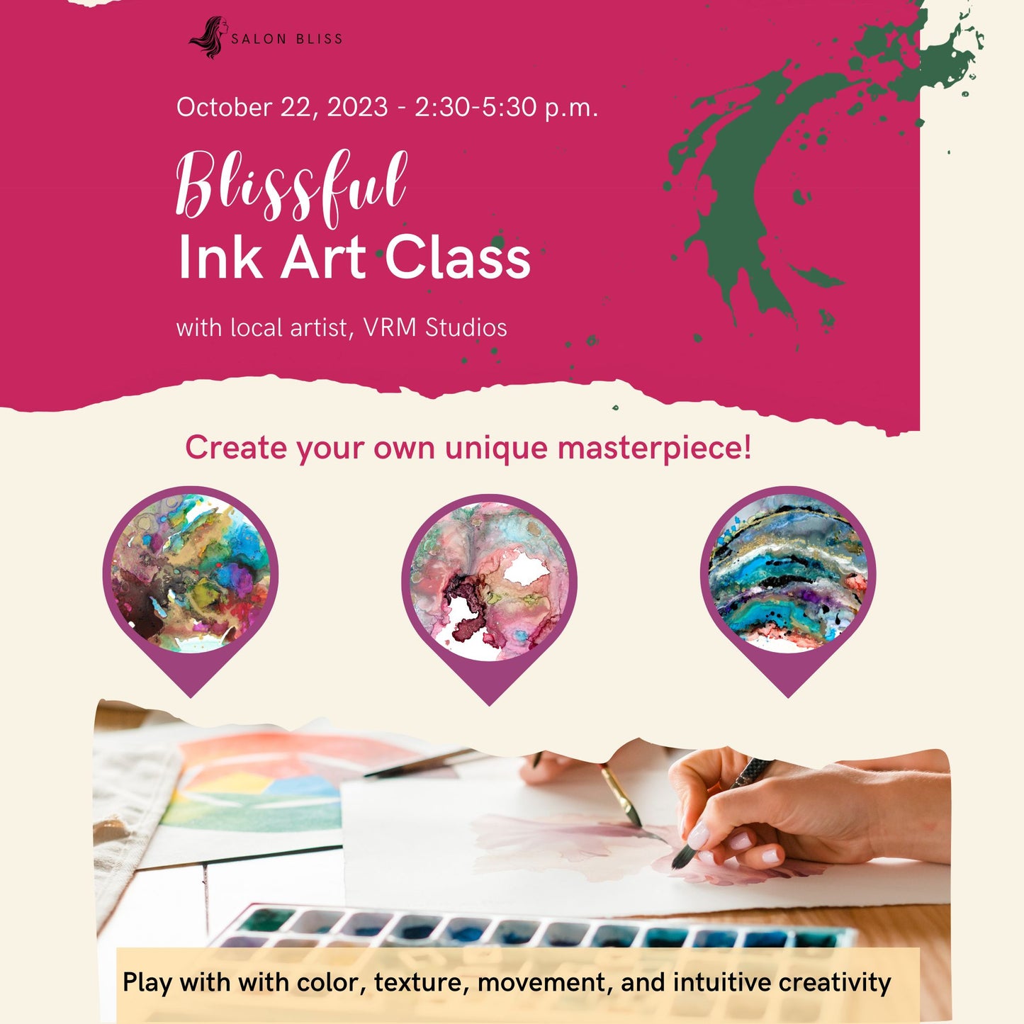 Blissful Ink Art Class - October 22, 2023 - 1 Seat Registration