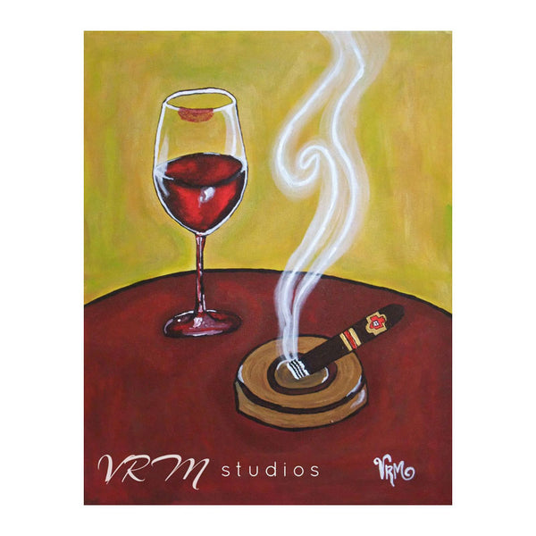 Wine and Smoke, folk art print on quality acid free photo paper, unmatted or matted