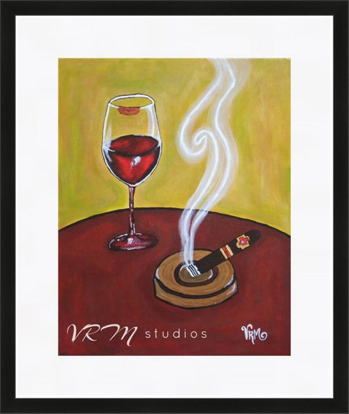 Wine and Smoke, folk art print on quality acid free photo paper, unmatted or matted