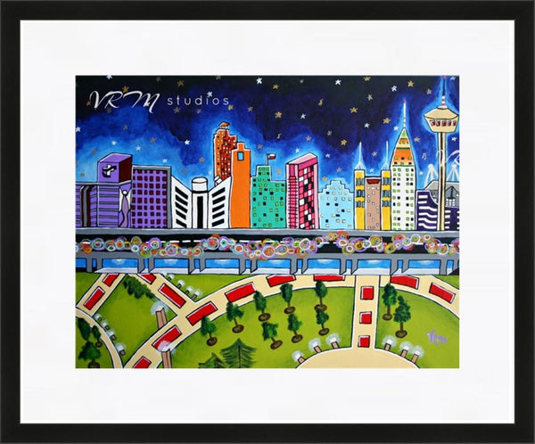 Urban Night Study, folk art print on lustre photo paper, unmatted or matted