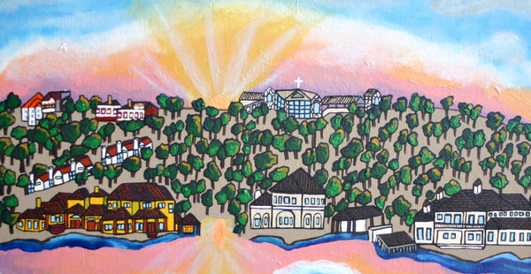 Morning View (Horseshoe Bay, TX), folk art print on quality acid free photo paper, unmatted or matted