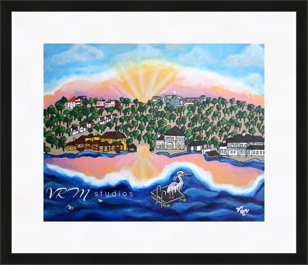 Morning View (Horseshoe Bay, TX), folk art print on quality acid free photo paper, unmatted or matted