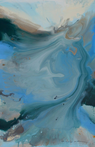 Waves of Change, original fluid painting on canvas, diptych, 36x54 inches (set of two)