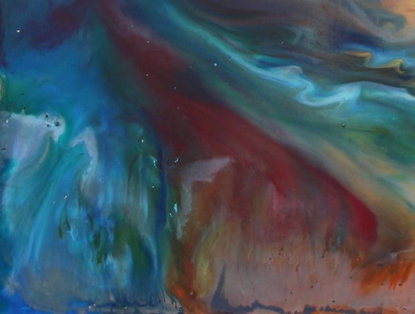 He Breathes Life, original fluid painting on canvas, 42x54 inches