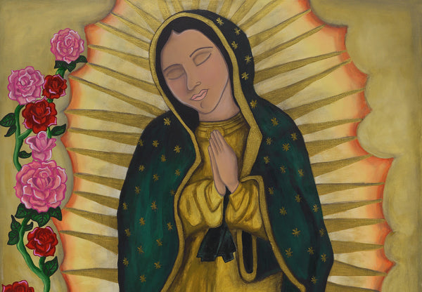 La Virgen, mexican folk art print on lustre photo paper, unmatted or matted