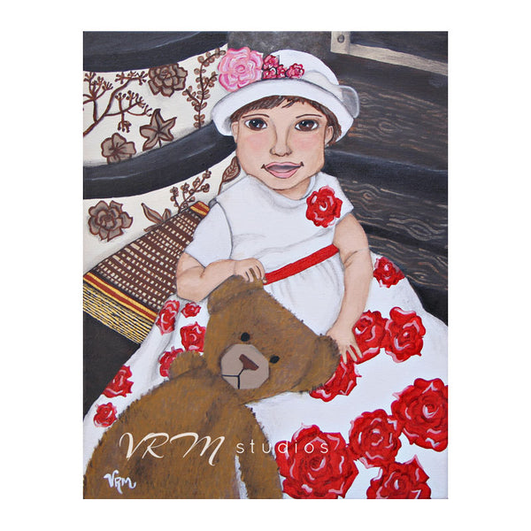 Rose Baby, folk art print on quality acid free photo paper, unmatted or matted