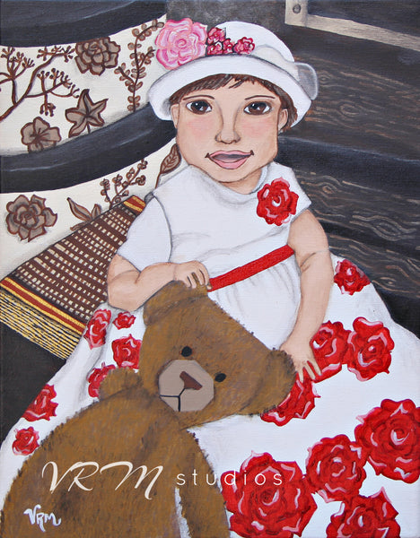 Rose Baby, folk art print on quality acid free photo paper, unmatted or matted