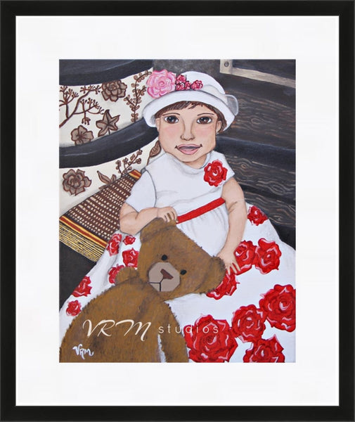 Rose Baby, folk art print on quality acid free photo paper, unmatted or matted