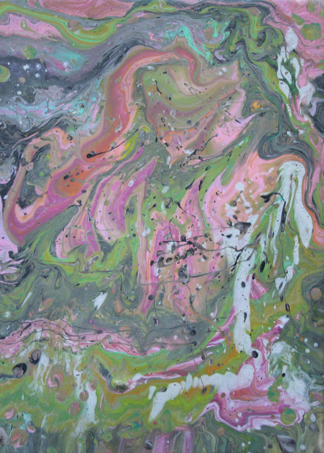 Bubblegum, original fluid painting on canvas, 12x12 inches