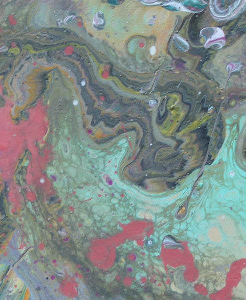 Squiggle, original fluid painting on canvas, 12x12 inches