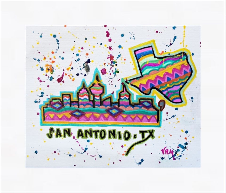 San Antonio Fiesta Sky, folk art print on lustre photo paper, unmatted or matted