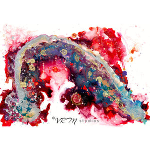 A Piece Of My Heart, original fluid art painting on photo paper, matted, 18x24 inches