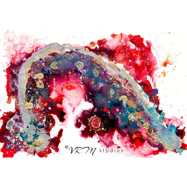 A Piece Of My Heart, original fluid art painting on photo paper, matted, 18x24 inches