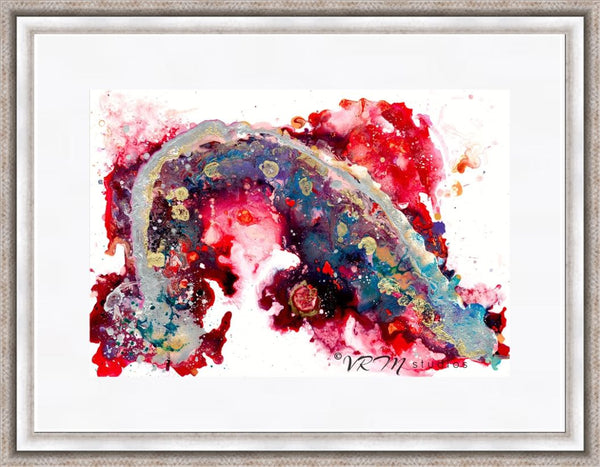 A Piece Of My Heart, original fluid art painting on photo paper, matted, 18x24 inches