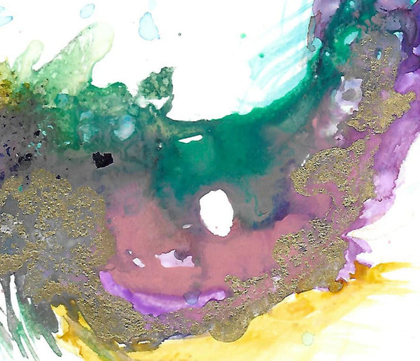 Mardi Gras Mask, original fluid art painting on photo paper, matted, 11x14 inches