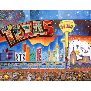 In The Heart Of Texas, folk art print on lustre photo paper, unmatted or matted