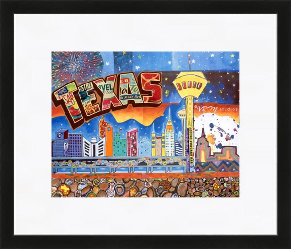 In The Heart Of Texas, folk art print on lustre photo paper, unmatted or matted