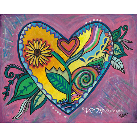 Seeds of Love, folk art print on lustre photo paper, unmatted or matted