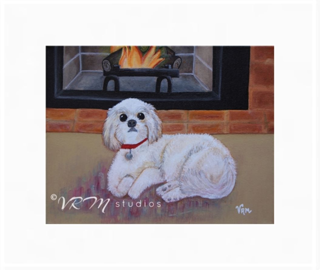 Fireside Cuddles, folk art print on lustre photo paper, unmatted or matted