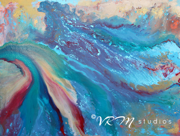 The Sea Knows Her Name, original fluid painting on canvas, 36x48 inches