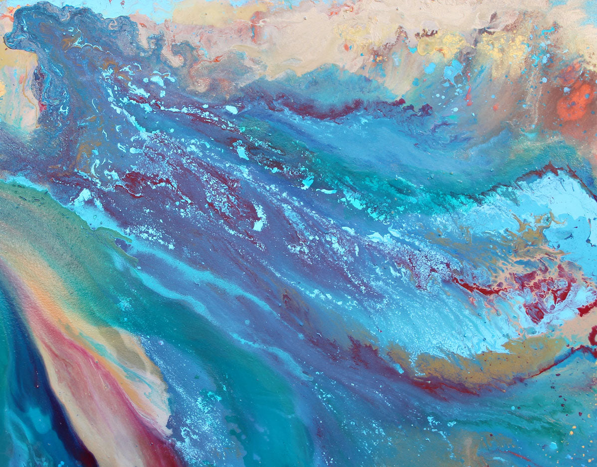 The Sea Knows Her Name, original fluid painting on canvas, 36x48 inches