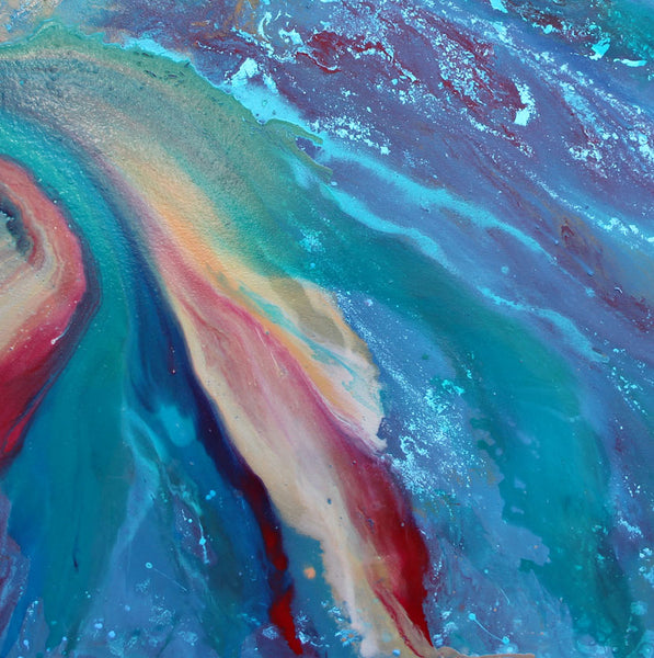 The Sea Knows Her Name, original fluid painting on canvas, 36x48 inches