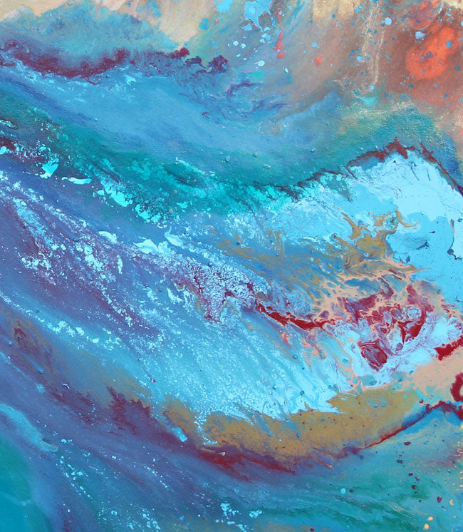 The Sea Knows Her Name, original fluid painting on canvas, 36x48 inches